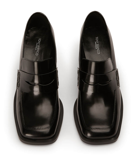 Black Tony Bianco Lomax Black Hi Shine 6.5cm Loafers | EUSHC70830