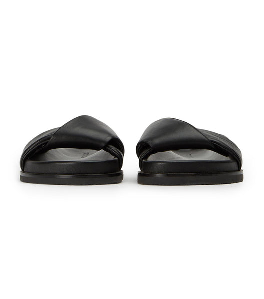 Black Tony Bianco Lora Black Nappa 1.5cm Flat Sandals | USEAH15570