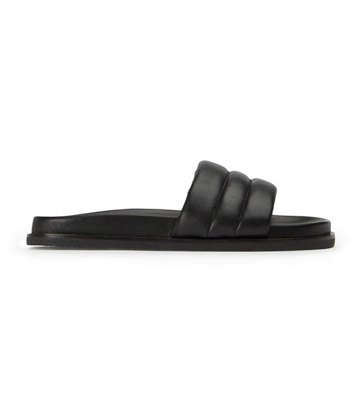 Black Tony Bianco Lucas Black Nappa 1.5cm Flat Sandals | USJVR35182