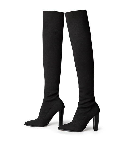 Black Tony Bianco Lucca Black Sock Knit 10.3cm Heeled Boots | USDYB36149