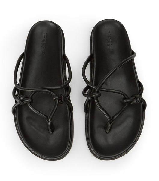 Black Tony Bianco Luelle Black Nappa Flat Sandals | TUSWZ61370