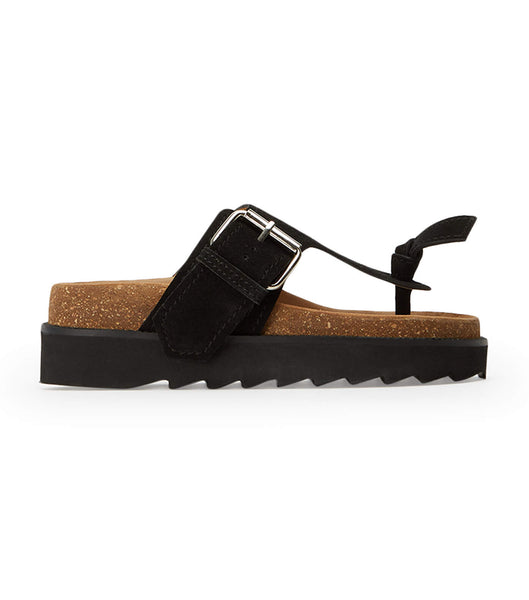 Black Tony Bianco Marlo Black Suede 3cm Flat Sandals | ZUSNQ27971