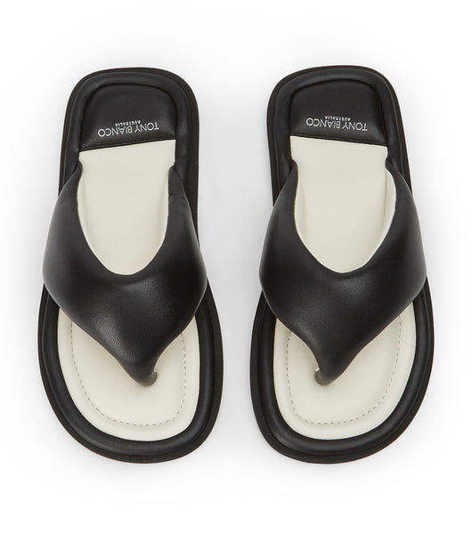 Black Tony Bianco Nikki Black Nappa Thong Sandals | PUSER30236