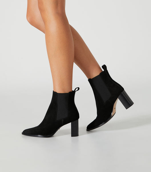 Black Tony Bianco Piston Black Suede 7.5cm Heeled Boots | AUSDF67563