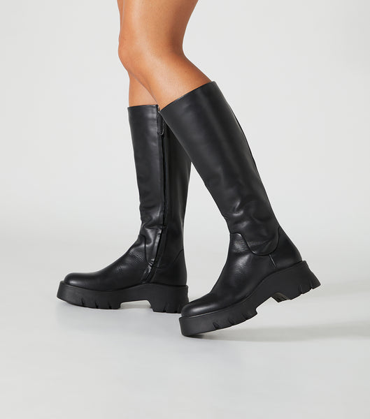 Black Tony Bianco Rage Black Turin 5.5cm Knee High Boots | FUSUI76095