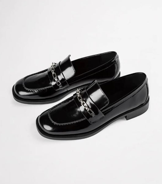 Black Tony Bianco Rebecca Black Hi Shine 2.5cm Loafers | BUSSO22688