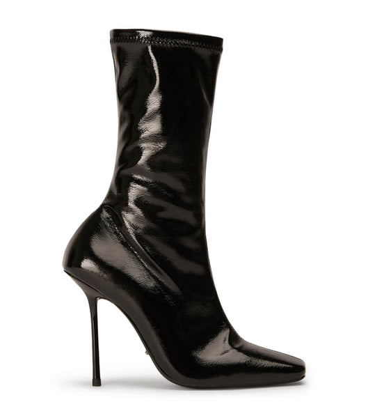 Black Tony Bianco Remie Black Crinkle Patent 10.5cm Heeled Boots | USJKU59565