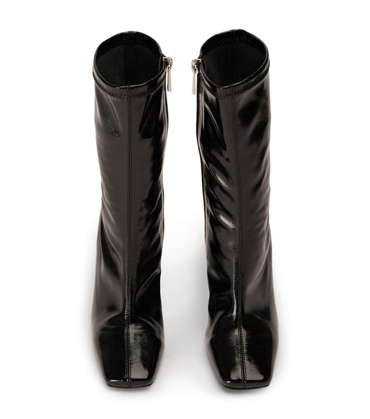 Black Tony Bianco Remie Black Crinkle Patent 10.5cm Stiletto Boots | USNZX23923