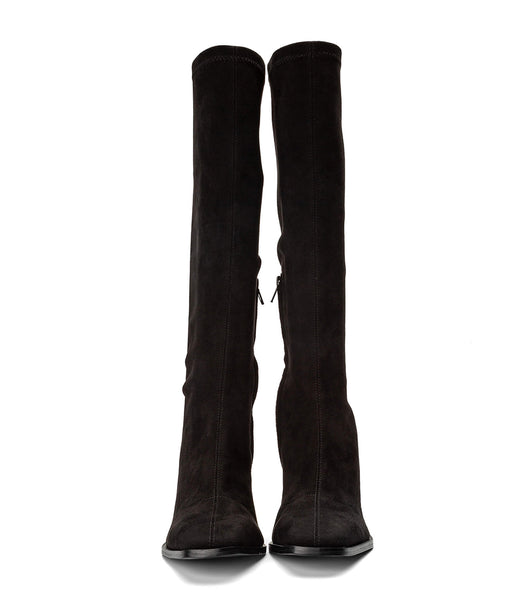 Black Tony Bianco Renae Black Stretch Suede 8.5cm Stretch Boots | LUSSX25102