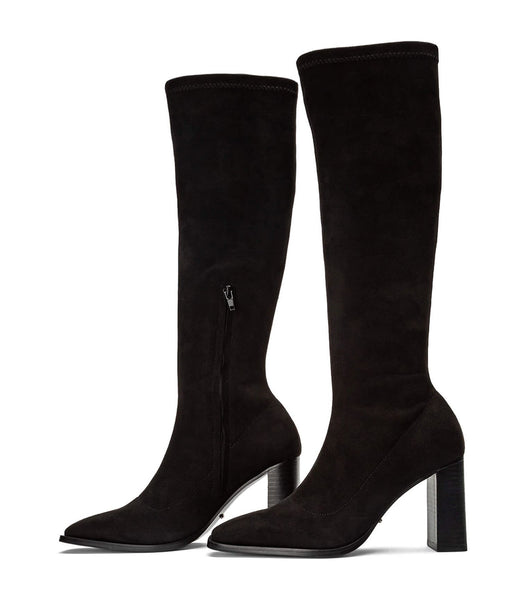 Black Tony Bianco Renae Black Stretch Suede 8.5cm Stretch Boots | LUSSX25102