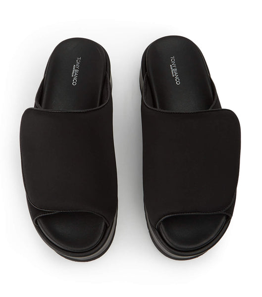 Black Tony Bianco Roxana Black Scuba 6cm Slides | USNEJ82917