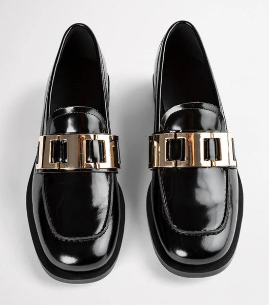 Black Tony Bianco Ruiz Black Hi Shine 2.5cm Loafers | FUSUI98942