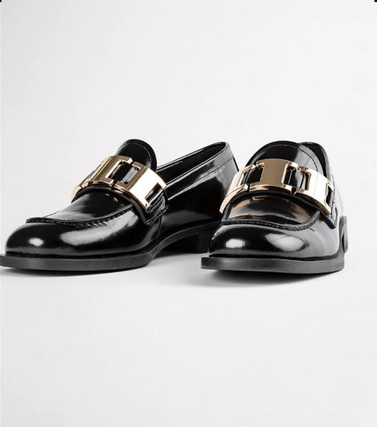 Black Tony Bianco Ruiz Black Hi Shine 2.5cm Loafers | FUSUI98942