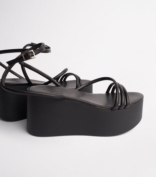 Black Tony Bianco Tory Black Sheep Nappa 9.5cm Strappy Heels | MUSFT59541