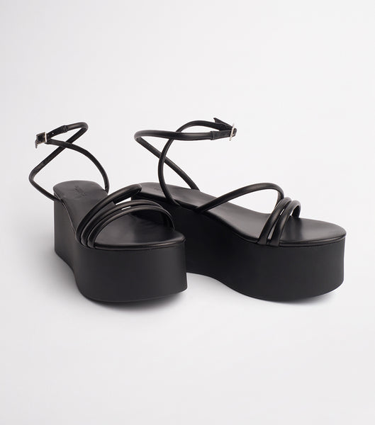 Black Tony Bianco Tory Black Sheep Nappa 9.5cm Strappy Heels | MUSFT59541