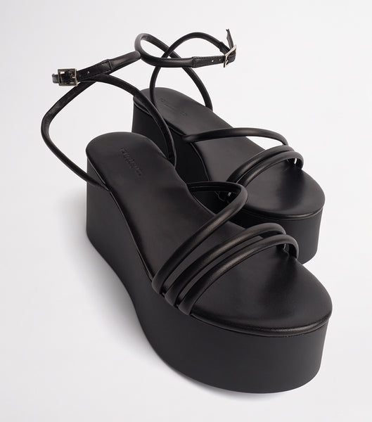 Black Tony Bianco Tory Black Sheep Nappa 9.5cm Wedges | USDFL59860