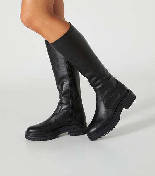 Black Tony Bianco Wanda Black Venice 4.5cm Knee High Boots | LUSSX31741