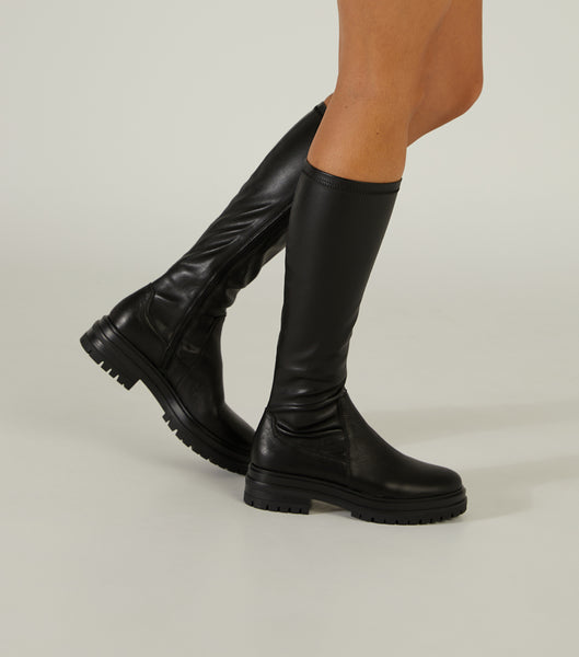 Black Tony Bianco Waze Black Venice/Black Venezia 4.5cm Knee High Boots | USXBR22564