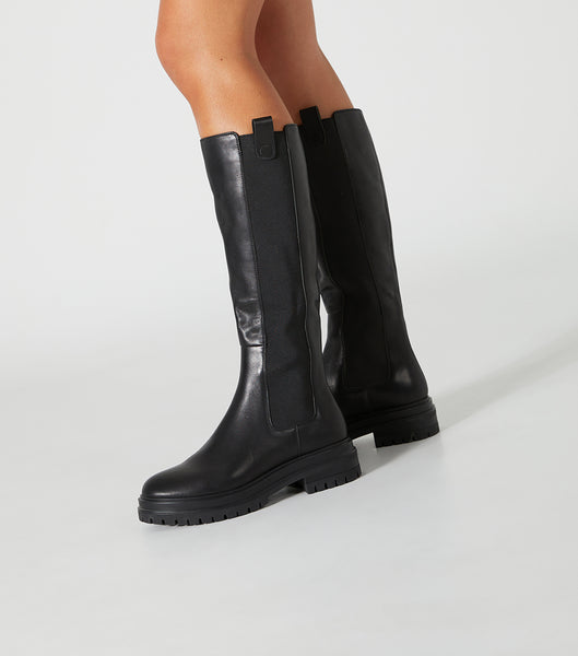 Black Tony Bianco Winx Black Venice 4.5cm Knee High Boots | FUSHY22697