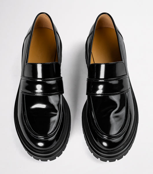 Black Tony Bianco Wiz Black Hi Shine 4.5cm Loafers | USNZX73191