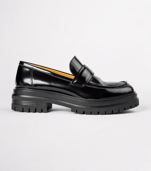 Black Tony Bianco Wiz Black Hi Shine 4.5cm Loafers | USNZX73191