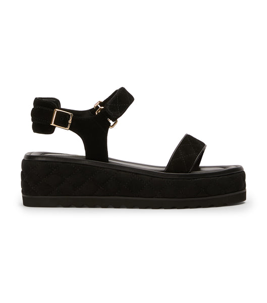 Black Tony Bianco Zahara Black Suede 6cm Flat Sandals | XUSGW93414