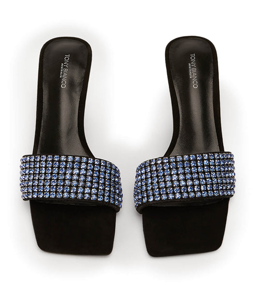 Blue / Black Tony Bianco Amos Blue Crystal/Black Suede 6.5cm Event Heels | PUSQX69761