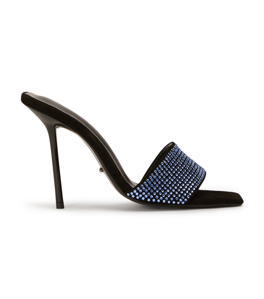 Blue / Black Tony Bianco Naomi Blue Crystal/Black Suede 10.5cm Bling Heels | AUSDF36578