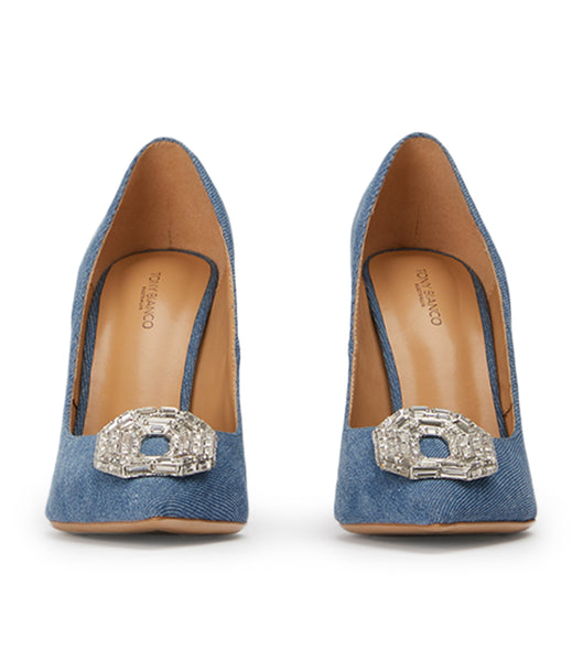 Blue Tony Bianco Alison Washed Denim 10.5cm Court Shoes | USEGJ13237