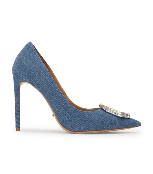 Blue Tony Bianco Alison Washed Denim 10.5cm Bling Heels | USZPD48598