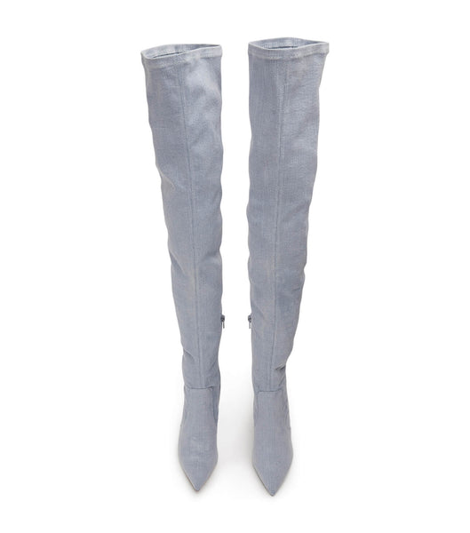 Blue Tony Bianco Avah Denim Stretch 10.5cm Stretch Boots | DUSKV15752