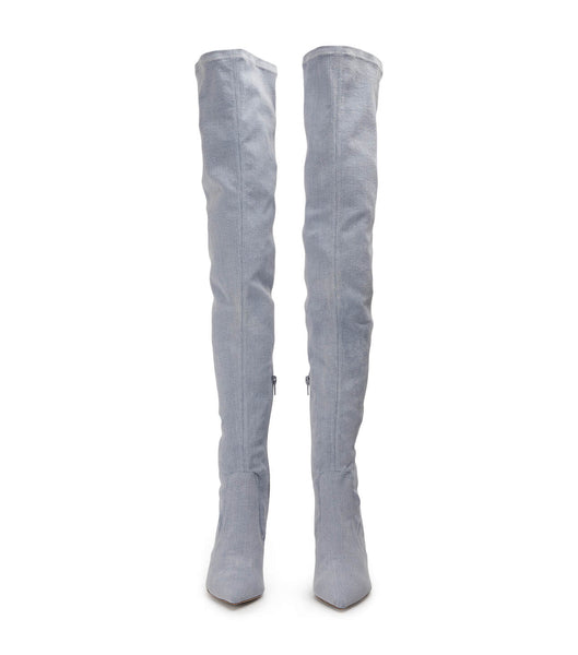 Blue Tony Bianco Avah Denim Stretch 10.5cm Stiletto Boots | GUSEC40587