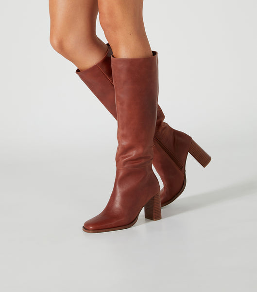 Brown Tony Bianco Asher Cognac 8.5cm Heeled Boots | USJBT94268