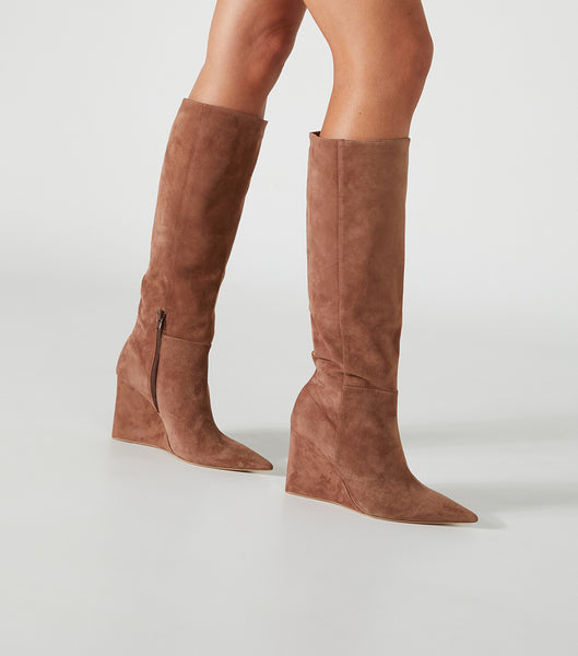 Brown Tony Bianco Drake Saddle Suede 9.5cm Knee High Boots | SUSVO87195