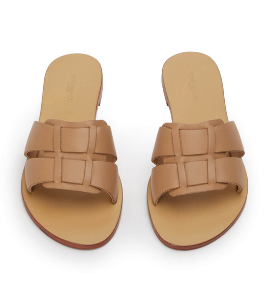 Brown Tony Bianco Force Camel 1cm Flat Sandals | TUSPQ99828