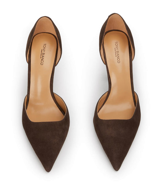 Brown Tony Bianco Gala Espresso Suede 10cm Court Shoes | MUSHR47012