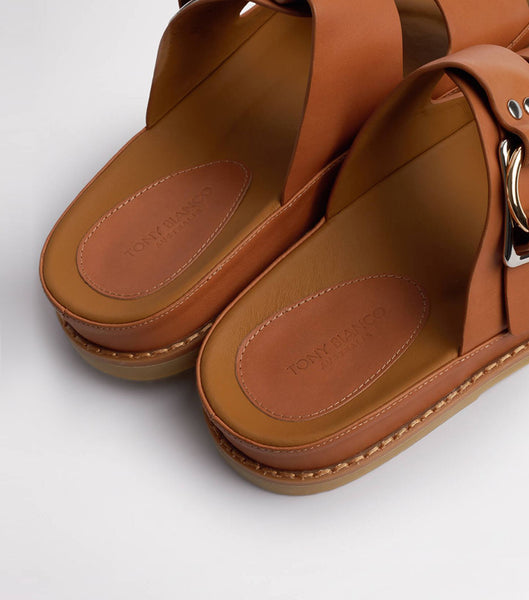 Brown Tony Bianco Hunter Tan Como 3.5cm Slides | USNZX59563