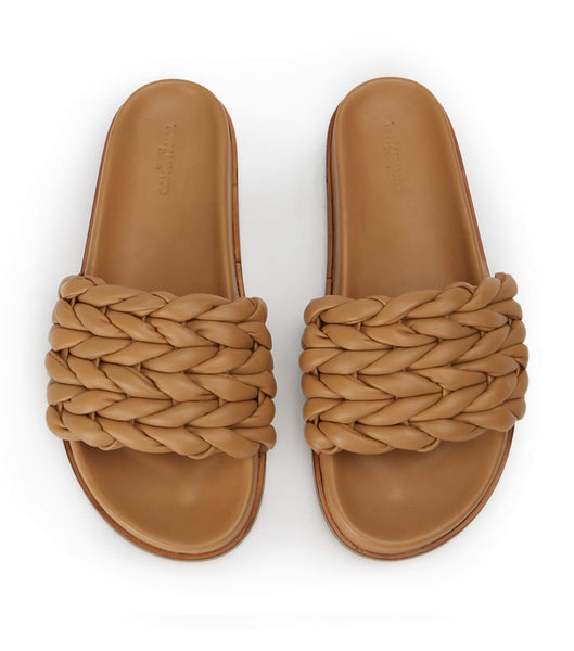 Brown Tony Bianco Layton Biscuit Nappa Flat Sandals | BUSSD39826