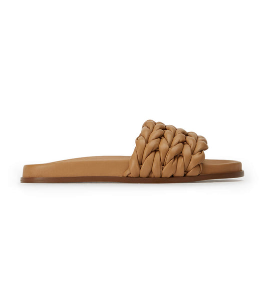 Brown Tony Bianco Layton Biscuit Nappa Flat Sandals | BUSSD39826