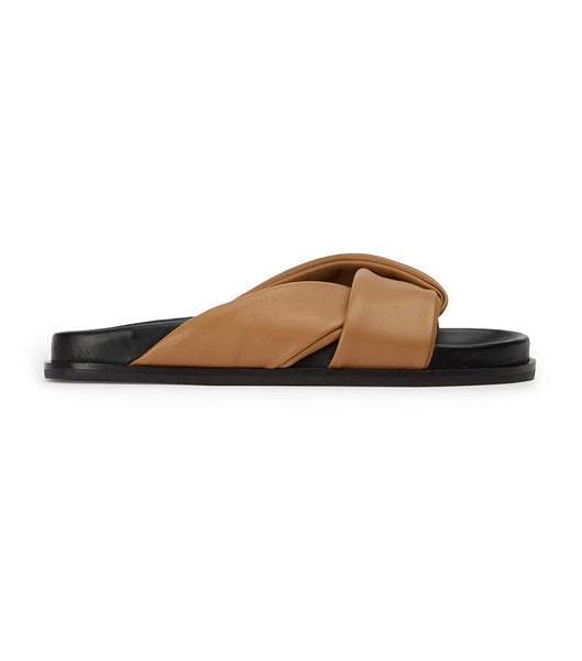 Brown Tony Bianco Lora Biscuit Nappa 1.5cm Slides | USXMI12245