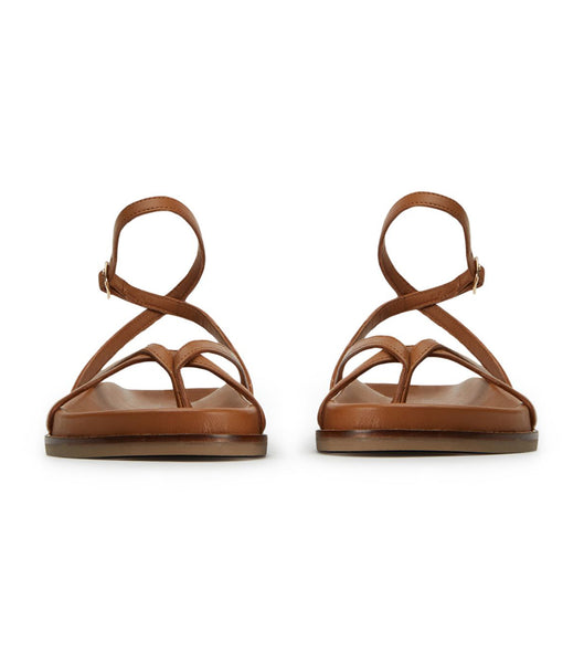 Brown Tony Bianco Lucie Tan Nappa 1.5cm Flat Sandals | FUSUI65778