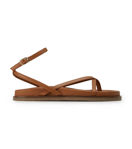 Brown Tony Bianco Lucie Tan Nappa 1.5cm Flat Sandals | FUSUI65778