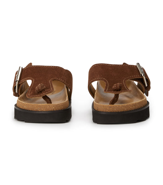 Brown Tony Bianco Marlo Choc Suede 3cm Flat Sandals | USCIF47027