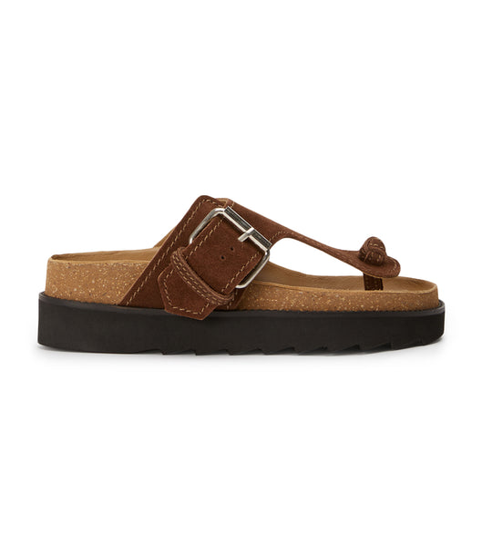 Brown Tony Bianco Marlo Choc Suede 3cm Flat Sandals | USCIF47027