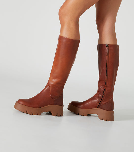 Brown Tony Bianco Rage Cognac 5.5cm Knee High Boots | ZUSNQ18199