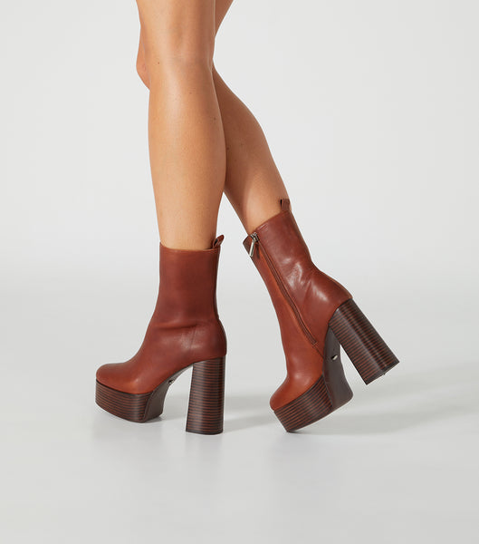 Brown Tony Bianco Tyra Cognac 12cm Ankle Boots | USJZR17050