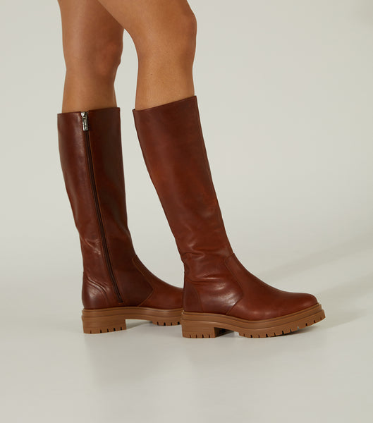 Brown Tony Bianco Wanda Cognac 4.5cm Combat Boots | USZDE93409