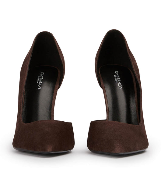 Chocolate Tony Bianco Alyx Espresso Suede 10.5cm Stiletto Heels | USNZX13983