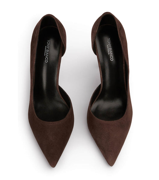 Chocolate Tony Bianco Alyx Espresso Suede 10.5cm Court Shoes | XUSBH93500