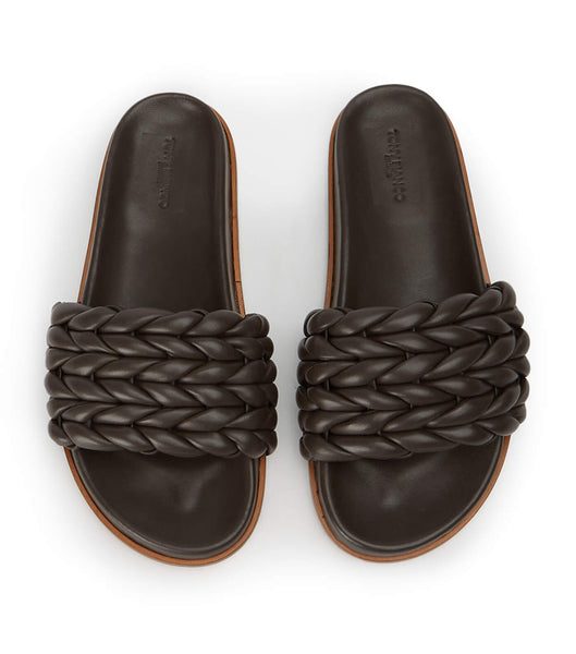 Chocolate Tony Bianco Layton Chocolate Nappa Flat Sandals | DUSVO54410